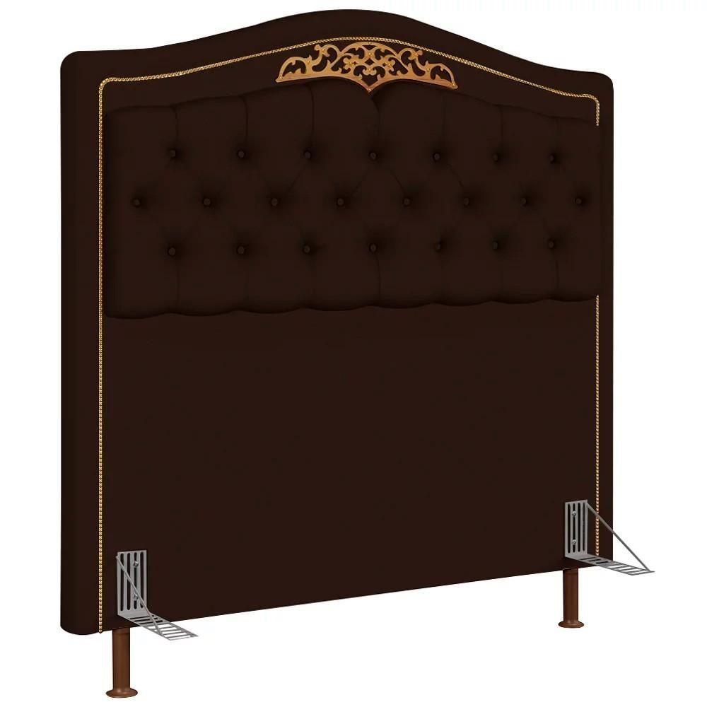 Cabeceira Cama Box Casal 140cm Com Tachas Imperial J02 Sintético Marrom Escuro - Mpozenato - 1