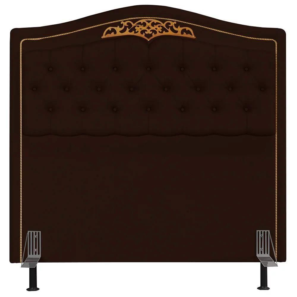 Cabeceira Cama Box Casal 140cm Com Tachas Imperial J02 Sintético Marrom Escuro - Mpozenato - 3