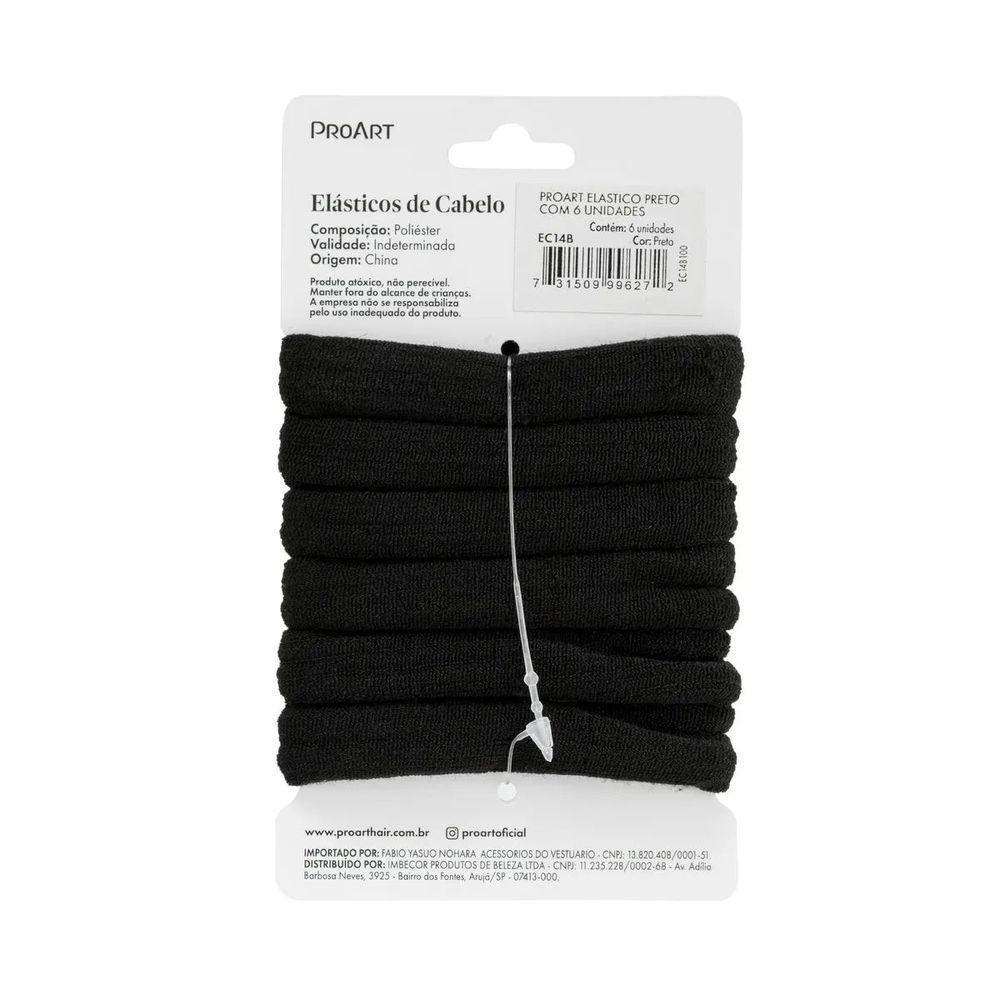 Elásticos De Cabelo 6 Unidades Proart Sem Metal, Não Marcam Os Fios, Perfeitos Para Penteados Preto - 4