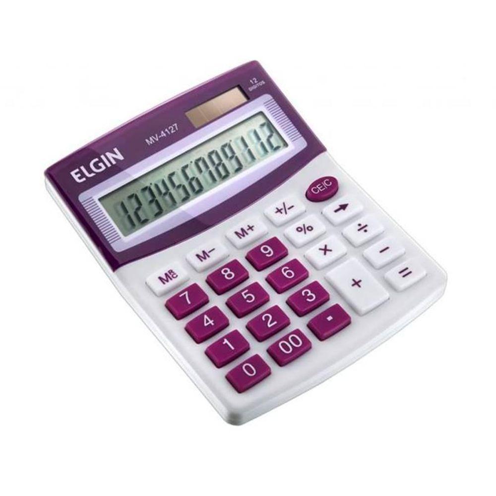 Calculadora Mesa Visor 12 Dig. - Roxa Mv4127 Elgin - 1
