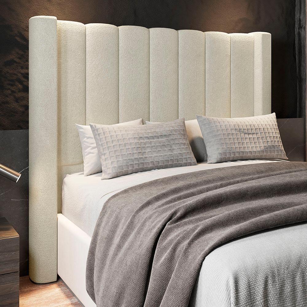 Cabeceira Casal King Cama Box 195cm Claire I02 Bouclê Bege - Mpozenato - 2