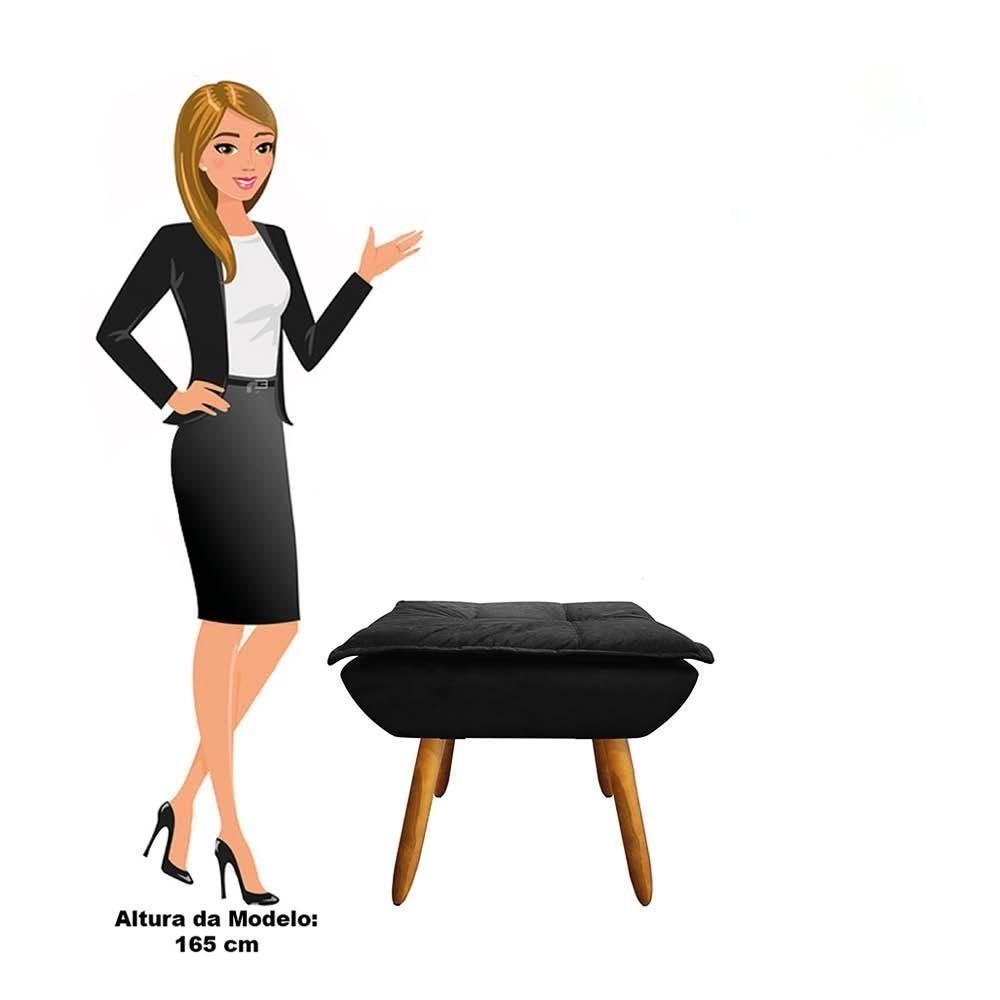 Kit 2 Puffs Decorativos Sala De Estar Pés Palito Opla Suede Preto - Ibiza - 4