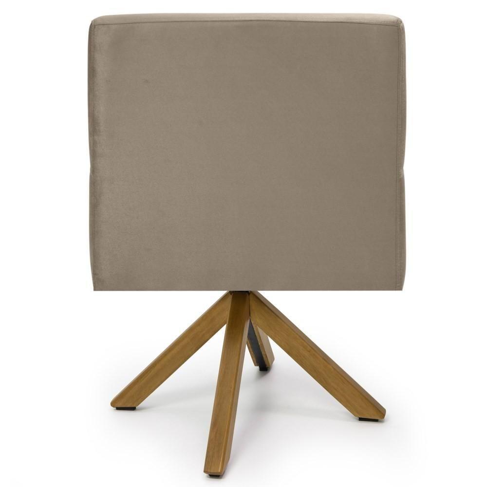 Kit 2 Poltronas Decorativas Giratórias Base Giromad Madeira Angel Veludo C-68 Marrom Claro - Domi - 3
