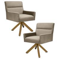 Kit 2 Poltronas Decorativas Giratórias Base Giromad Madeira Angel Veludo C-68 Marrom Claro - Domi - 1