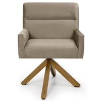 Kit 2 Poltronas Decorativas Giratórias Base Giromad Madeira Angel Veludo C-68 Marrom Claro - Domi - 2