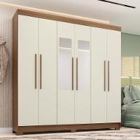Guarda-roupa Casal 194,4cm 6 Portas 2 Gavetas Com Espelho Horácio Estilo Mm Jatoba/areia - 1
