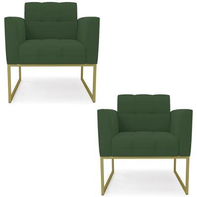 Kit 2 Poltronas Ana Para Sala Veludo Verde Ibiza