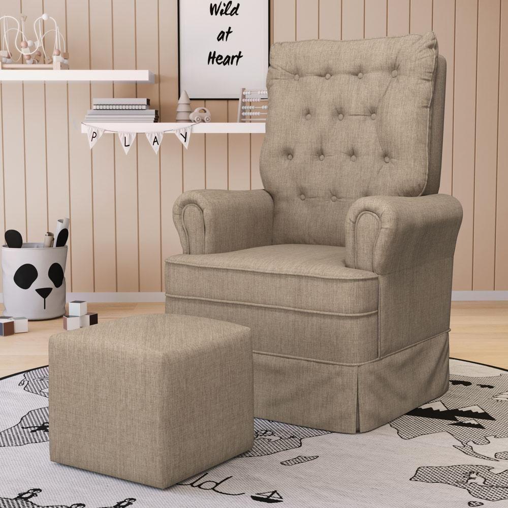 Kit 02 Poltronas De Amamentação E Descanso Com Balanço Laís G05 Linho Areia - Mpozenato - 2