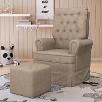 Kit 02 Poltronas De Amamentação E Descanso Com Balanço Laís G05 Linho Areia - Mpozenato - 2