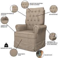 Kit 02 Poltronas De Amamentação E Descanso Com Balanço Laís G05 Linho Areia - Mpozenato - 3