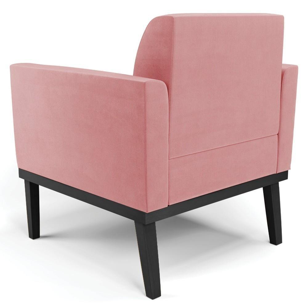 Sofá Namoradeira E 1 Poltrona Base Madeira Preto Maressa Suede Rosê - Ibiza - 10