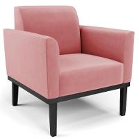 Sofá Namoradeira E 1 Poltrona Base Madeira Preto Maressa Suede Rosê - Ibiza - 6