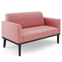 Sofá Namoradeira E 1 Poltrona Base Madeira Preto Maressa Suede Rosê - Ibiza - 7