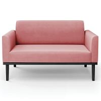 Sofá Namoradeira E 1 Poltrona Base Madeira Preto Maressa Suede Rosê - Ibiza - 9