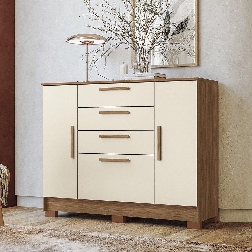 Cômoda 130,20cm 2 Portas E 4 Gavetas Eliot Estilo Mm Jatoba/areia - 1