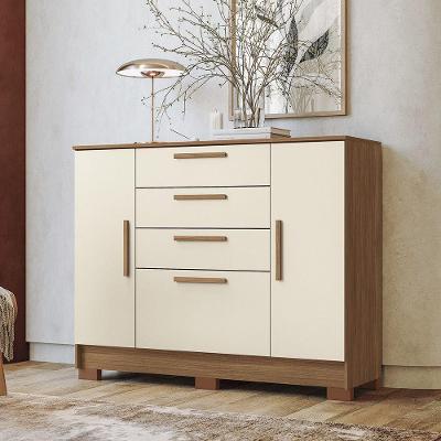Cômoda 130,20cm 2 Portas E 4 Gavetas Eliot Estilo Mm Jatoba/areia