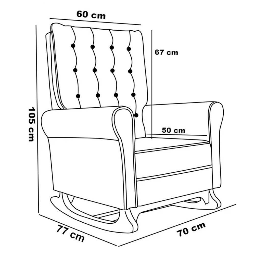 Kit 02 Poltronas De Amamentação Base Madeira Balanço Brenda G05 Veludo Rosê - Mpozenato - 4