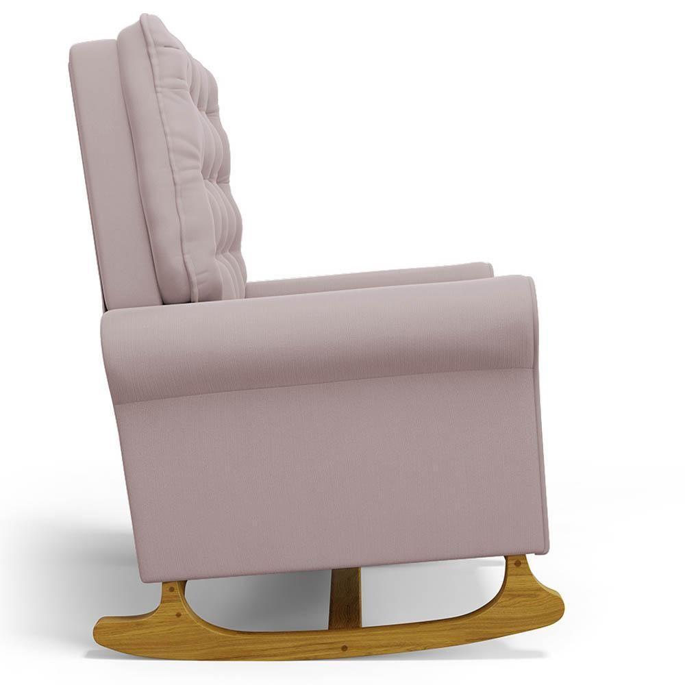 Kit 02 Poltronas De Amamentação Base Madeira Balanço Brenda G05 Veludo Rosê - Mpozenato - 5
