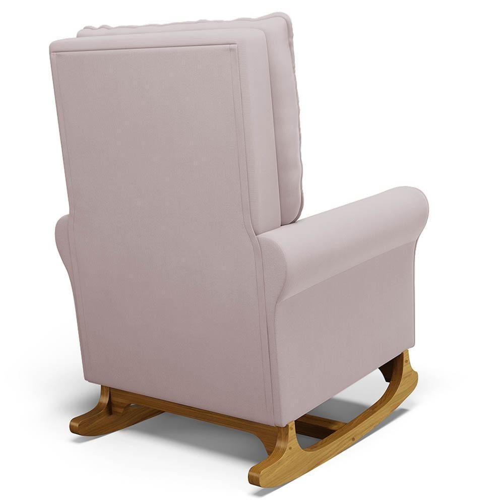 Kit 02 Poltronas De Amamentação Base Madeira Balanço Brenda G05 Veludo Rosê - Mpozenato - 6