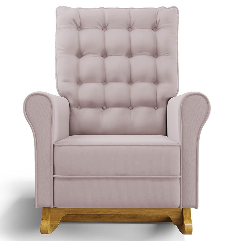 Kit 02 Poltronas De Amamentação Base Madeira Balanço Brenda G05 Veludo Rosê - Mpozenato - 7