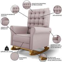 Kit 02 Poltronas De Amamentação Base Madeira Balanço Brenda G05 Veludo Rosê - Mpozenato - 3