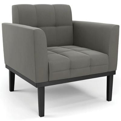 Poltrona Decorativa Ana Suede Grafite Base Madeira Preto Ibiza