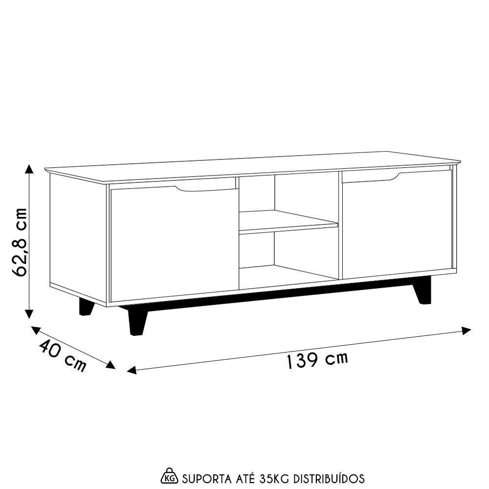 Rack Para Sala Bancada De Tv 55 Pol 139cm Flow Preto - Ej Móveis - 4