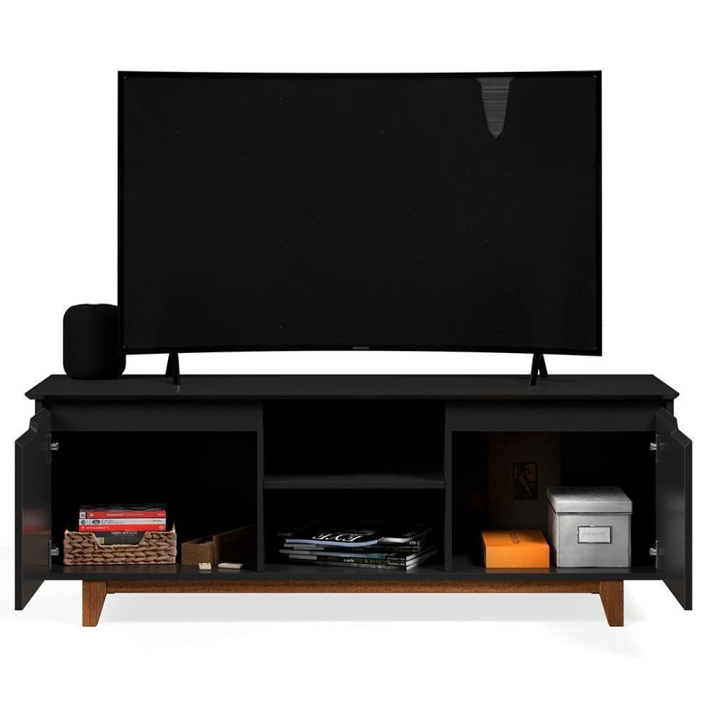 Rack Para Sala Bancada De Tv 55 Pol 139cm Flow Preto - Ej Móveis - 5