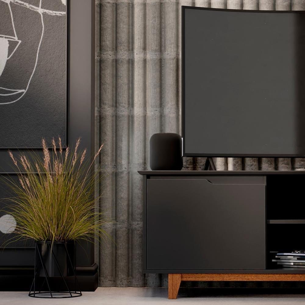 Rack Para Sala Bancada De Tv 55 Pol 139cm Flow Preto - Ej Móveis - 7