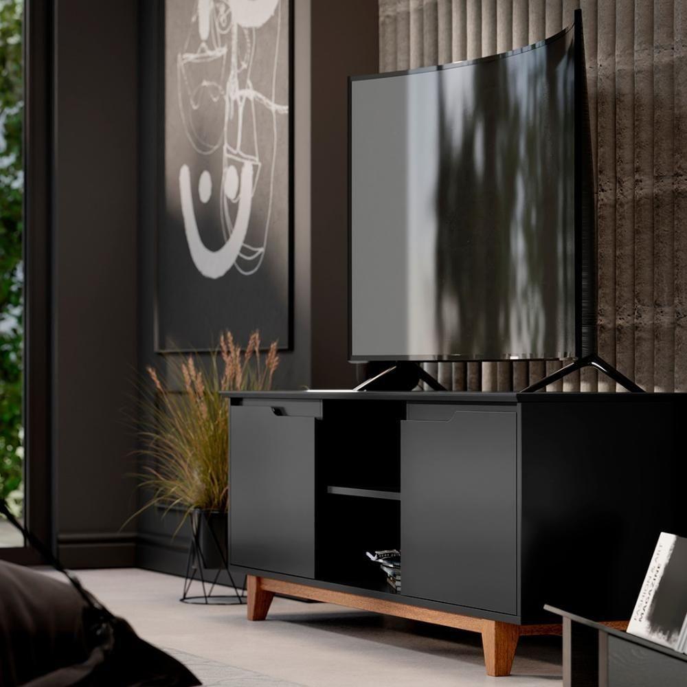 Rack Para Sala Bancada De Tv 55 Pol 139cm Flow Preto - Ej Móveis - 8