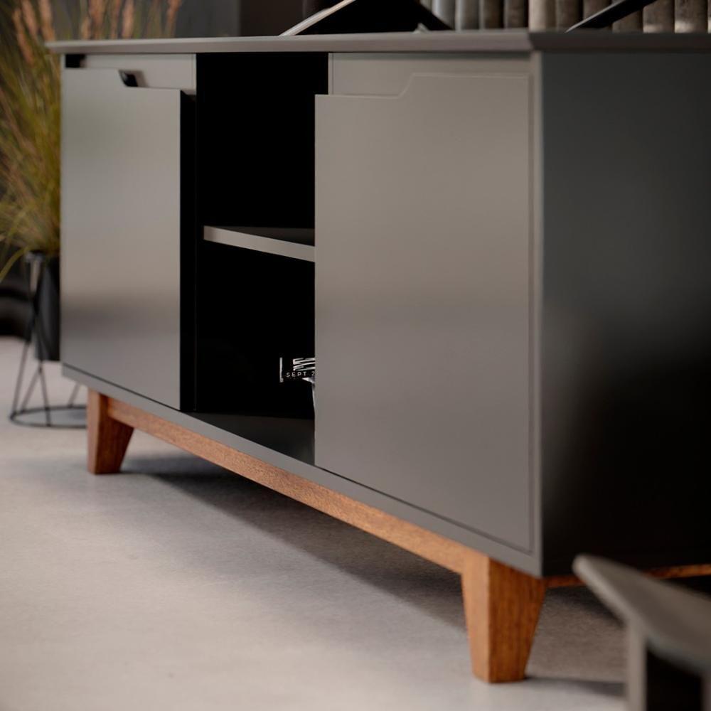 Rack Para Sala Bancada De Tv 55 Pol 139cm Flow Preto - Ej Móveis - 9