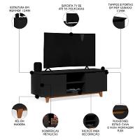 Rack Para Sala Bancada De Tv 55 Pol 139cm Flow Preto - Ej Móveis - 3