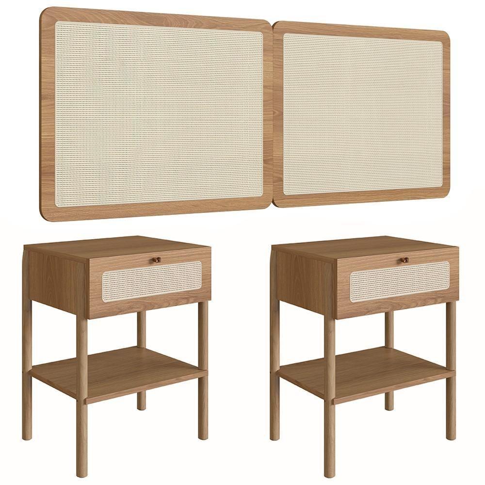 Cabeceira Casal E Queen Com 2 Mesas Laterais Arlo A10 Hanover - Mpozenato - 1