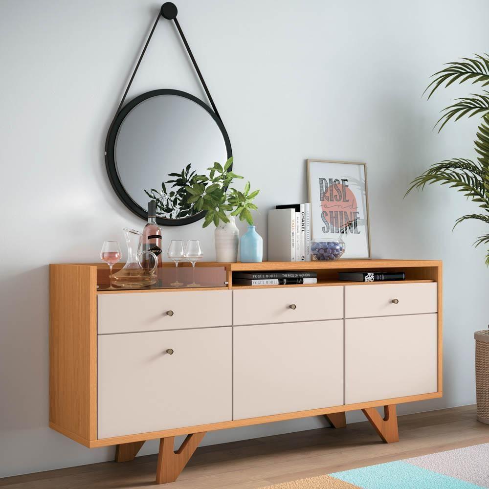 Balcão Buffet Ellora Com Espelho Adnet 54cm H01 Off White-cinamomo - Mpozenato - 2