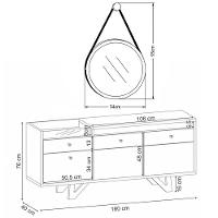 Balcão Buffet Ellora Com Espelho Adnet 54cm H01 Off White-cinamomo - Mpozenato