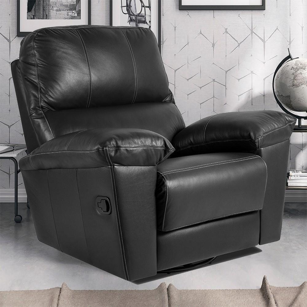 Poltrona Do Papai Reclinável Retrátil Félix L07 Couro Preto - Mpozenato - 2
