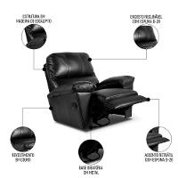 Poltrona Do Papai Reclinável Retrátil Félix L07 Couro Preto - Mpozenato - 3