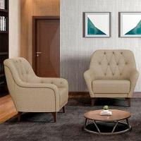 Kit 2 Poltronas Decorativas Para Sala Com Capitonê Pietà M22 Linho Bege - Mpozenato - 2