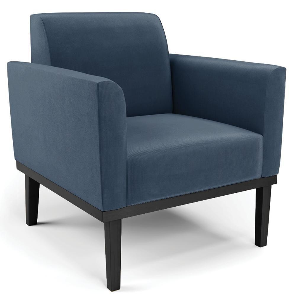 Sofá Namoradeira E 1 Poltrona Base Madeira Preto Maressa Suede Azul Marinho - Ibiza - 8