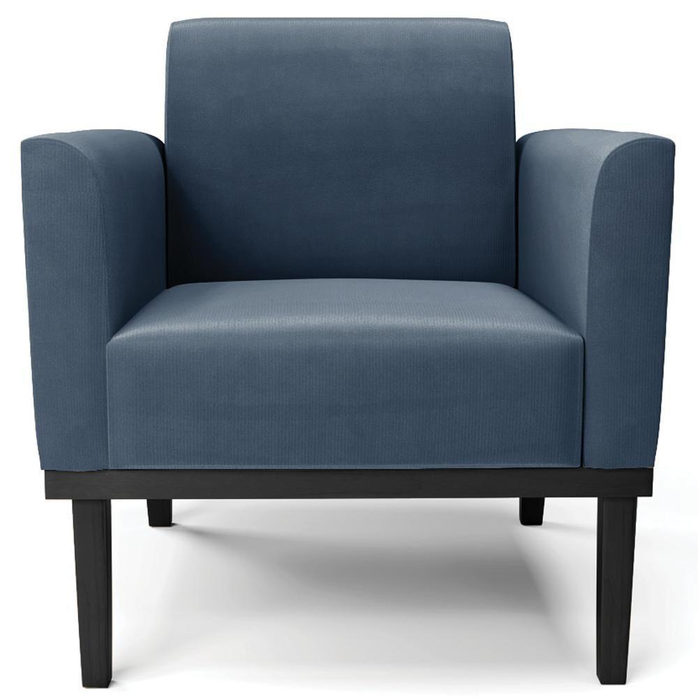 Sofá Namoradeira E 1 Poltrona Base Madeira Preto Maressa Suede Azul Marinho - Ibiza - 9