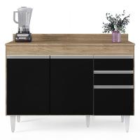 Balcão Gabinete Para Pia Com Tampo 120cm Michigan Cast-preto - Lumil - 7