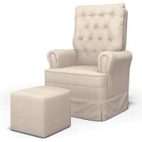 Poltrona De Amamentação E Descanso Com Balanço E Puff Laís G05 Linho Creme - Mpozenato - 1