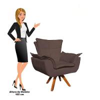 Kit 2 Poltronas Decorativas Sala De Estar Base Giratória Madeira Opla Suede Marrom - Ibiza - 5