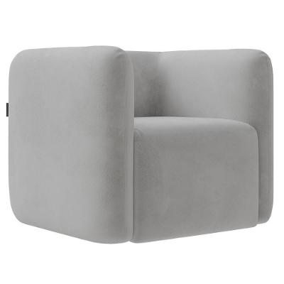 Poltrona Para Sala De Estar Maggie K04 Decorativa Quadrada Veludo Cinza Mpozenato