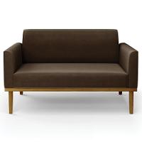 Sofá Namoradeira E 1 Poltrona Base Madeira Castanho Maressa Suede Marrom - Ibiza - 9