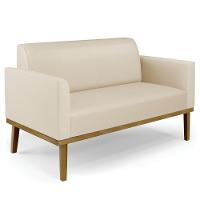 Sofá Namoradeira E 1 Poltrona Base Madeira Castanho Maressa Sintético Bege - Ibiza - 7