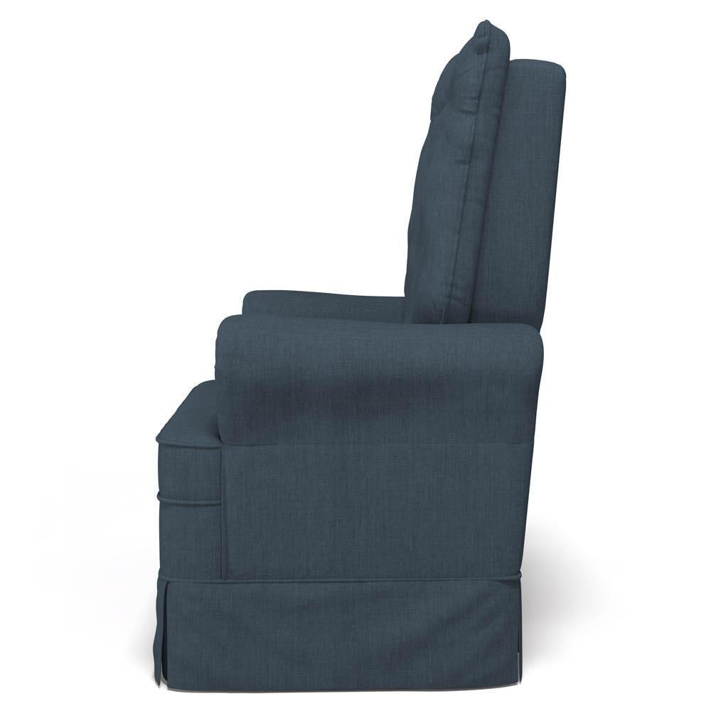 Poltrona De Amamentação E Descanso Com Balanço E Puff Laís G05 Linho Azul - Mpozenato - 5