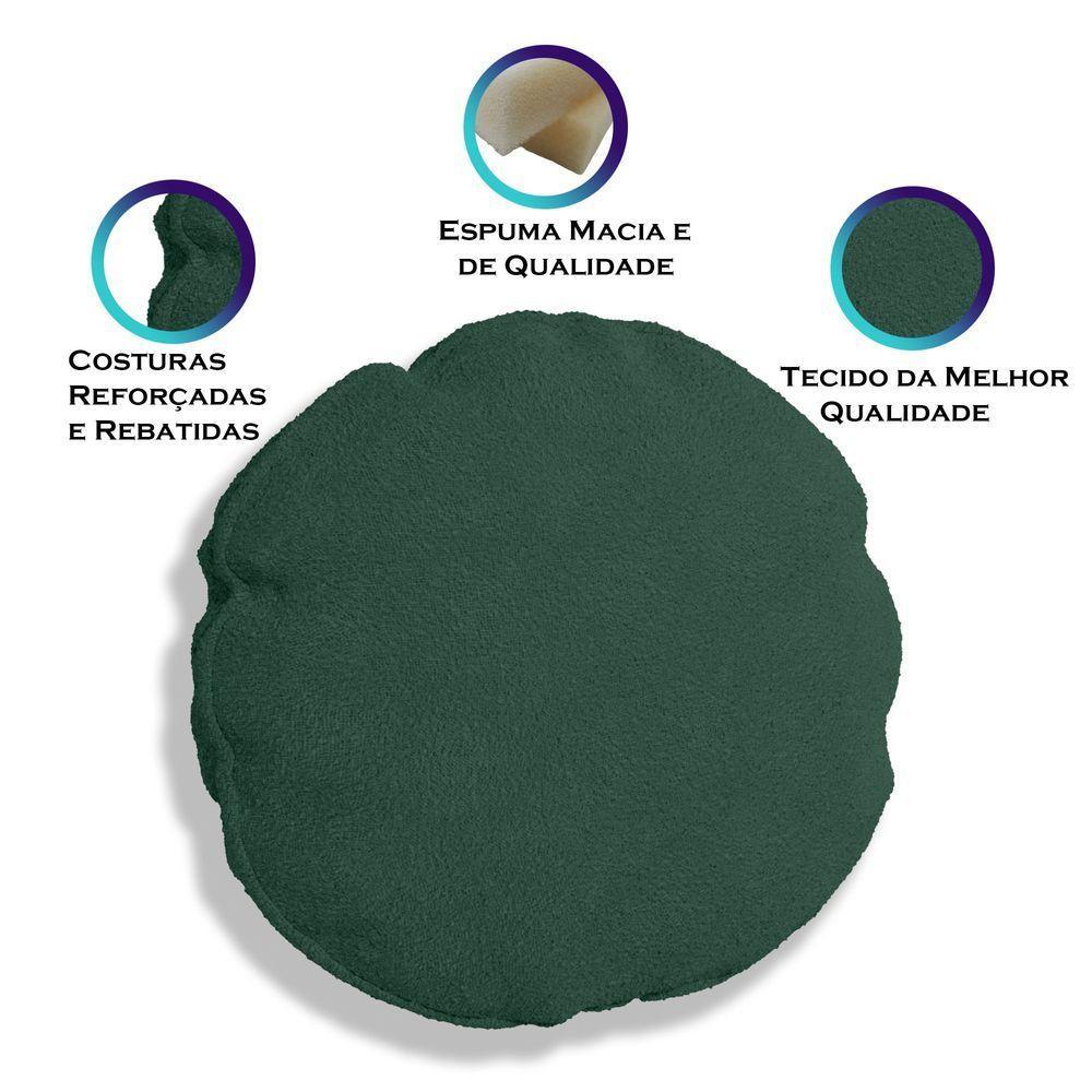 Kit 4 Almofadas Bolacha Redonda Cookie Veludo Verde Escuro - 3