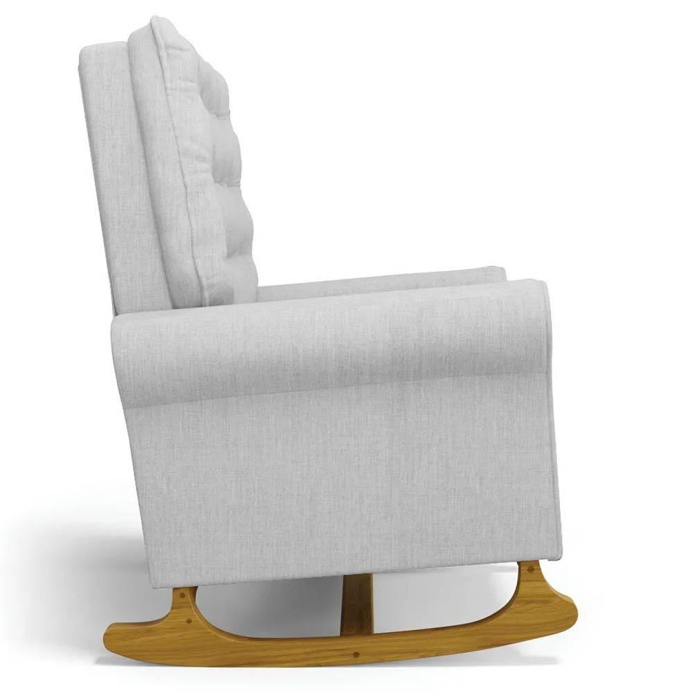 Kit 02 Poltronas De Amamentação Base Madeira Balanço Brenda G05 Linho Cinza Claro - Mpozenato - 5