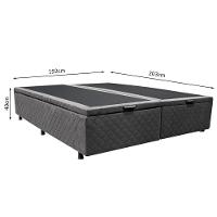 Base Box Baú Para Cama Casal King 192x203cm Bipartido Liz S05 Suede Bordado Cinza - Mpozenato